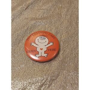 Vintage Norcross Pinback Button Tender Loving Care Given Here Red Hug Valentine
